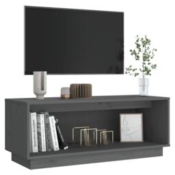 Berkfield Home TV Cabinet Grey 90x35x35 cm Solid Wood Pine - Size: 90 x 35 x 35 cm - thumbnail 6