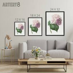 "Artery8 Hydrangea Botanical Illustration Redoute Framed Canvas Wall Art in White - Size: W12"" x H16""" - thumbnail 4