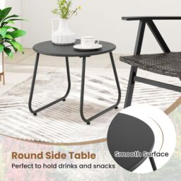 Costway 3PCS Patio Bistro Set Metal Frame Leisure Armchair & Table Set in Black - thumbnail 6