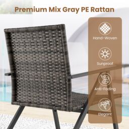 Costway 3PCS Patio Bistro Set Metal Frame Leisure Armchair & Table Set in Black - thumbnail 5
