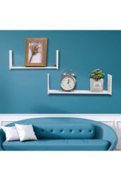 Living and Home Set of 2 U-Shaped Wall Floating Shelves 30 & 40 CM in White - thumbnail 6