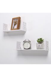 Living and Home Set of 2 U-Shaped Wall Floating Shelves 30 & 40 CM in White - thumbnail 7
