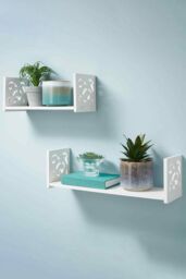 Living and Home Set of 2 U-Shaped Wall Floating Shelves 30 & 40 CM in White