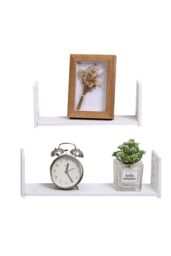 Living and Home Set of 2 U-Shaped Wall Floating Shelves 30 & 40 CM in White - thumbnail 5