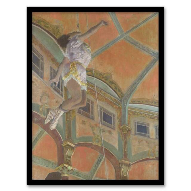 Artery8 Edgar Degas Framed Wall Art Acrobat Miss La La at Cirque Fernando in Orange - Size: A4 - image 1