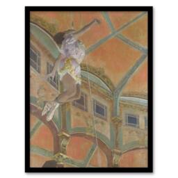 Artery8 Edgar Degas Framed Wall Art Acrobat Miss La La at Cirque Fernando in Orange - Size: A4 - thumbnail 1