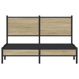Berkfield Home Metal Bed Frame without Mattress Sonoma Oak 140x190 cm in Brown - thumbnail 5
