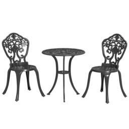 Wyld Haus Rirara 3 Piece Cast Aluminium Black Floral Bistro Set - thumbnail 2