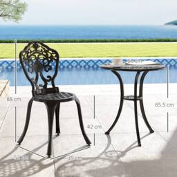 Wyld Haus Rirara 3 Piece Cast Aluminium Black Floral Bistro Set - thumbnail 3