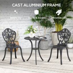 Wyld Haus Rirara 3 Piece Cast Aluminium Black Floral Bistro Set - thumbnail 5