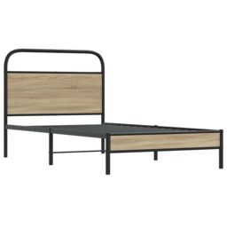 Berkfield Home Bed Frame Without Mattress 100x190 cm Smoked Oak Engineered Wood in Brown - thumbnail 3