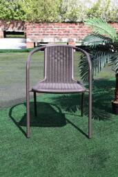 Living and Home Rattan Stacking Garden Chairs Set of 4 in Brown - thumbnail 3