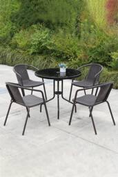 Living and Home Rattan Stacking Garden Chairs Set of 4 in Brown - thumbnail 1