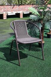 Living and Home Rattan Stacking Garden Chairs Set of 4 in Brown - thumbnail 4