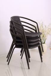 Living and Home Rattan Stacking Garden Chairs Set of 4 in Brown - thumbnail 5