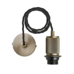 Industville Rift Slatted Wooden Small Cone Pendant Light - Dark in Metallic Gold - Size: Medium - thumbnail 4