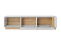 Vente-unique MURARI TV Stand - 2 Doors & 2 Shelves - With Leds - Gloss White and in Light Oak - thumbnail 6