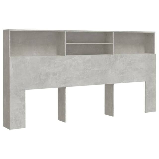 Berkfield Home Headboard Cabinet Concrete Grey 200x19x103.5 cm - image 1