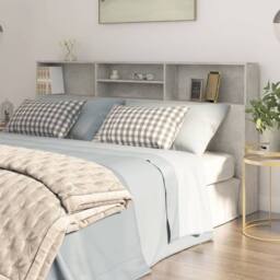 Berkfield Home Headboard Cabinet Concrete Grey 200x19x103.5 cm - thumbnail 2