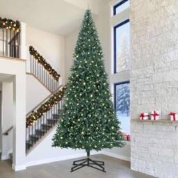 Berkfield Home Artificial Pre-lit Christmas Tree with Stand Green 500 cm PVC - thumbnail 1