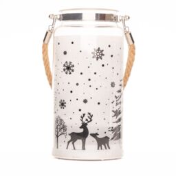 Shatchi 23cm Christmas Decorated Jar Table Winter Woodland Scene Lantern in Clear - thumbnail 1