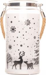 Shatchi 23cm Christmas Decorated Jar Table Winter Woodland Scene Lantern in Clear - thumbnail 2