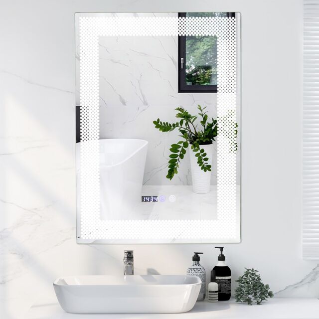 Costway Bathroom Led Vanity Mirror Dimmable Vanity Wall Mirror w/3 Colors Lights in Silver - image 1