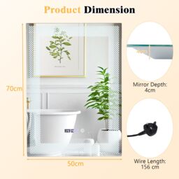 Costway Bathroom Led Vanity Mirror Dimmable Vanity Wall Mirror w/3 Colors Lights in Silver - thumbnail 5