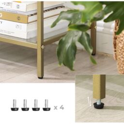VASAGLE Console Coffee Table with 3 Glass Shelves Steel Frame Modern in Gold - thumbnail 6