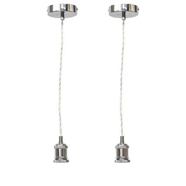 First Choice Lighting Set of 2 Flex - Chrome Retro Ceiling Pendant Flex Kits in Silver - image 1