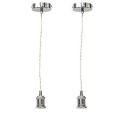 First Choice Lighting Set of 2 Flex - Chrome Retro Ceiling Pendant Flex Kits in Silver - thumbnail 1