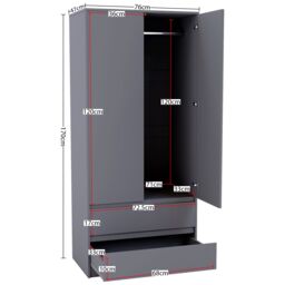 Home Discount Vida Designs Denver 4Pc Bedroom Set(2 Bedside, 6 Drawer Chest, Wardrobe) in Grey - thumbnail 4