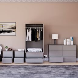 Home Discount Vida Designs Denver 4Pc Bedroom Set(2 Bedside, 6 Drawer Chest, Wardrobe) in Grey - thumbnail 7