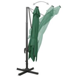 Berkfield Home Cantilever Umbrella with Pole & LED Lights Green 300 cm - thumbnail 5