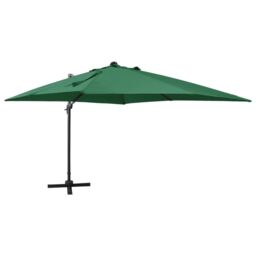 Berkfield Home Cantilever Umbrella with Pole & LED Lights Green 300 cm - thumbnail 1