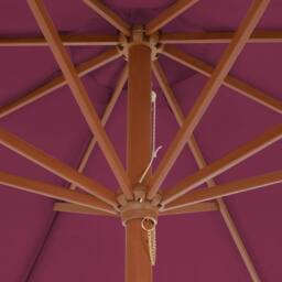 Berkfield Home Outdoor Parasol with Wooden Pole 300 cm Bordeaux Red - thumbnail 5