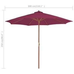 Berkfield Home Outdoor Parasol with Wooden Pole 300 cm Bordeaux Red - thumbnail 7