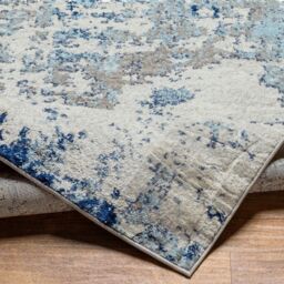 Livabliss Sunderland-Abstract Blue Grey Modern Marble Living Dining Bedroom Rug in Navy - Size: 80 cm x 150 cm - thumbnail 4