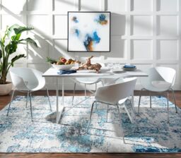 Livabliss Sunderland-Abstract Blue Grey Modern Marble Living Dining Bedroom Rug in Navy - Size: 80 cm x 150 cm - thumbnail 7