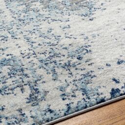 Livabliss Sunderland-Abstract Blue Grey Modern Marble Living Dining Bedroom Rug in Navy - Size: 80 cm x 150 cm - thumbnail 3
