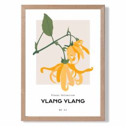 ARTZE Yellow Ylang Ylang Plant Flower Market Spring Framed Print SIZE: A2 with Oak Frame - Size: A4 - thumbnail 1
