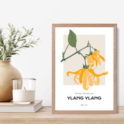 ARTZE Yellow Ylang Ylang Plant Flower Market Spring Framed Print SIZE: A2 with Oak Frame - Size: A4 - thumbnail 2