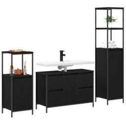 Berkfield Home 3 Piece Bathroom Furniture Set - Black Oak Engineered Wood - thumbnail 3