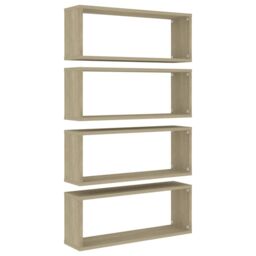 Berkfield Home Wall Cube Shelf 4 pcs Sonoma Oak 60x15x23 cm Engineered Wood in Brown - Size: 60 x 15 x 23 cm - thumbnail 2