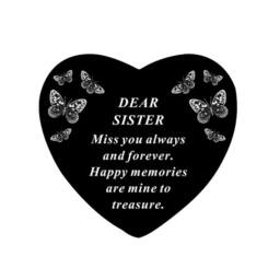 David Fischhoff Black Graveside Memorial Butterfly Heart Ornament Plaque - Sister - thumbnail 1