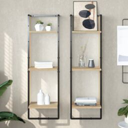 Berkfield Home 3-Tier Wall Shelf Sonoma Oak 30x25x100 cm Engineered Wood in Brown - Size: 30 x 25 x 100 cm