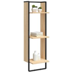 Berkfield Home 3-Tier Wall Shelf Sonoma Oak 30x25x100 cm Engineered Wood in Brown - Size: 30 x 25 x 100 cm - thumbnail 3