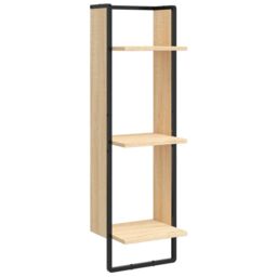 Berkfield Home 3-Tier Wall Shelf Sonoma Oak 30x25x100 cm Engineered Wood in Brown - Size: 30 x 25 x 100 cm - thumbnail 2
