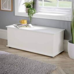 NESTLUNE White Storage Trunk Toy Chest Bedding or Blanket Box - Size: 100 cm x 100 cm - thumbnail 5