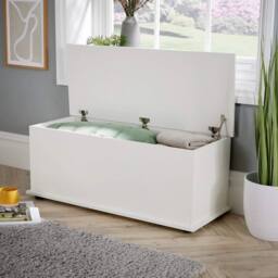 NESTLUNE White Storage Trunk Toy Chest Bedding or Blanket Box - Size: 100 cm x 100 cm - thumbnail 4
